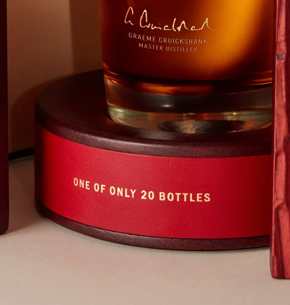 A close up of the Aberlour 50 Year Old's presentation box