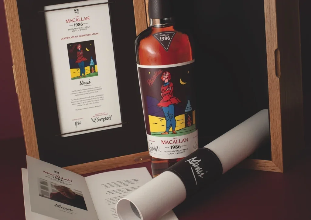 Bottle of Macallan Romantica whisky