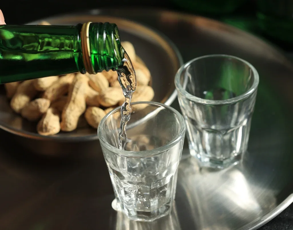 Soju being poured