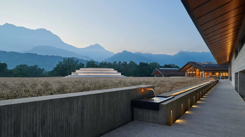 Chuan distillery with mountains